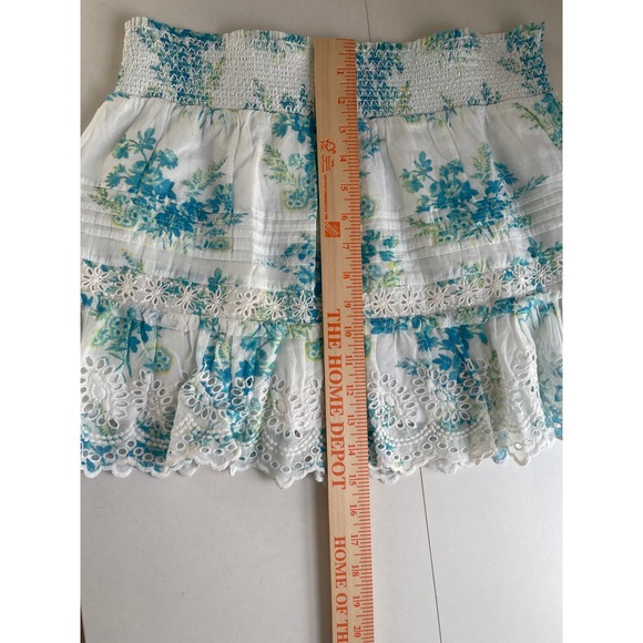 LoveShackFancy Jimena Skirt Magic Turquoise Floral Eyelet Ruffle Mini XL New - Picture 10 of 10
